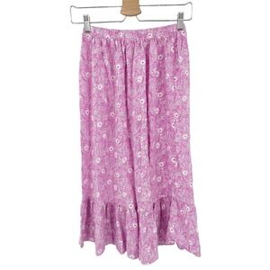 Paisley Lane Girls Pink Ditsy Floral Boho Cottagecore Ruffle Midi Skirt Size 12